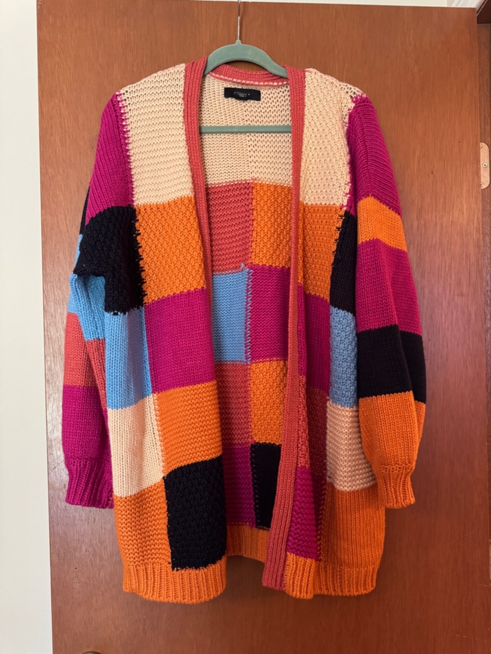 Forever 21 Patchwork Colorblock Open Cardigan, Plus Size 1X
